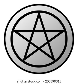 Pentagram button on white background. Vector illustration.