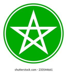 Pentagram button on white background. Vector illustration.