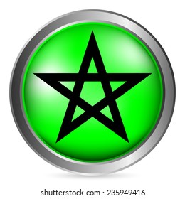 Pentagram button on white background. Vector illustration.