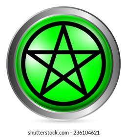 Pentagram button on white background. Vector illustration.