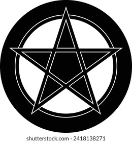 Pentagram button on white background. Vector illustration.