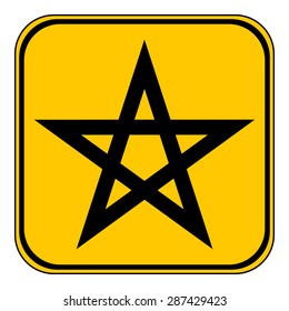 Pentagram button on white background. Vector illustration.