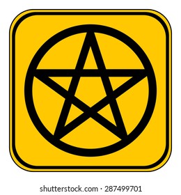 Pentagram button on white background. Vector illustration.