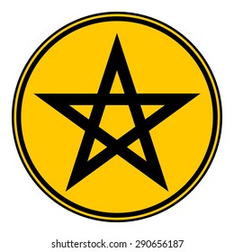 Pentagram button on white background. Vector illustration.