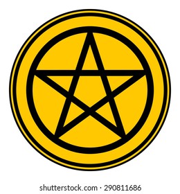 Pentagram button on white background. Vector illustration.