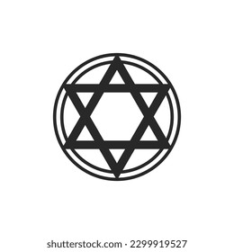 Pentagram in a circle line art element isolated. Vector element, Graphic design tattoo.