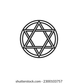 Pentagram in a circle line art element isolated. Vector element, Graphic design tattoo.