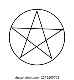 Pentagram in circle on white background