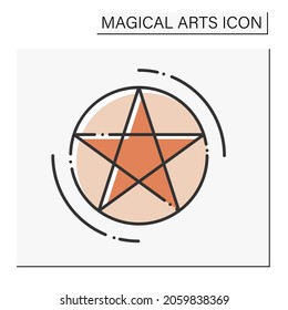  Pentagram color icon. Five-pointed star for making sacrifice. Magic symbol. Magical arts concept. Isolated vector illustration