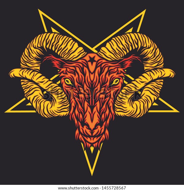 Pentagram Demonic Goat Head Stock Vector (Royalty Free) 1455728567 ...