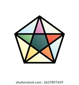 Pentagram. Editable vector icon, coloured with outlined stroke.