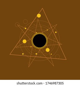 pentagram faith symbol isolated. Occultism religious golden star outline  vector design illustration. Esotericism, Religion and belief concept