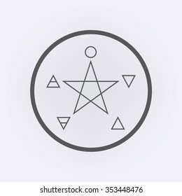 Pentagram with five elements in circle : Spirit , Air , Earth , Fire and Water . Vector illustration
