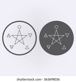 Pentagram with five elements in circle : Spirit , Air , Earth , Fire and Water . Vector illustration
