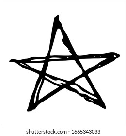 Pentagram. Five Pointed Star. A Symbol Of Occultism, Christianity. Secret Sign. Hand Drawing. Vector Element For Design. Doodle.