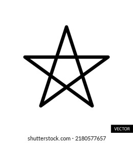 Pentagram, Five pointed star vector icon in line style design for website design, app, UI, isolated on white background. Editable stroke. EPS 10 vector illustration.