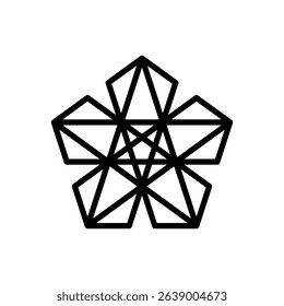 Pentagram flower. Editable stroke vector icon.