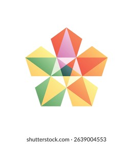 Pentagram flower. Editable vector icon, coloured.
