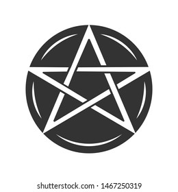 Pentagram glyph icon. Occult ritual pentacle. Devil star. Satanic cult, wiccan & pagan silhouette symbol. Witchcraft, esoteric and diabolic sign. Mystic heptagram. Vector isolated illustration