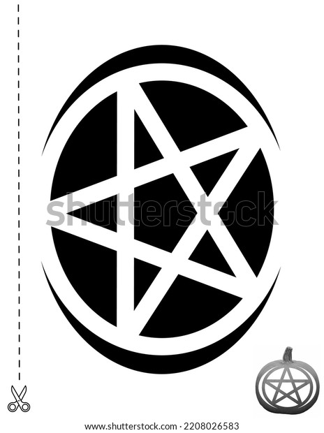 Pentagram Halloween Pumpkin Stencil Printable Page Stock Vector ...