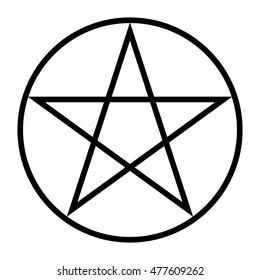 Pentagram icon. Black star in a circle, isolated vector Illustration