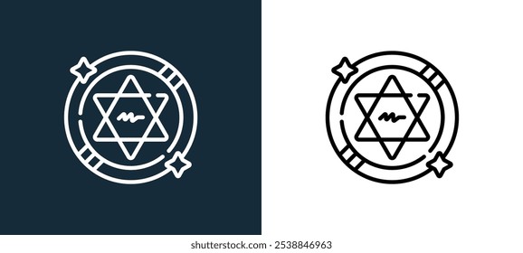 pentagram icon isolated on white and black colors. pentagram outline linear vector icon from magic collection for mobile apps, web and ui.