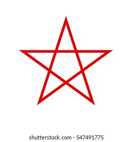 Pentagram icon. Red five-pointed star. Vector illustration.