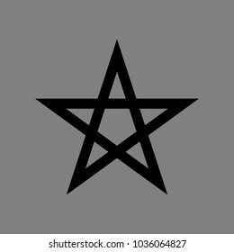 Pentagram icon. Vector. Black icon on medium gray background. Isolated.