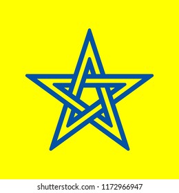 Pentagram icon. Vector. Office style blue icon at yellow background.
