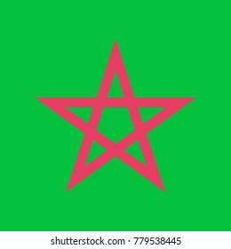 Pentagram icon. Vector. Paradise pink icon on dark pastel green background.