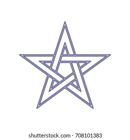 Pentagram icon. Vector. Violet linear icon on white background. Isolated.