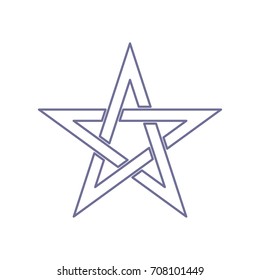 Pentagram icon. Vector. Violet linear icon on white background. Isolated.