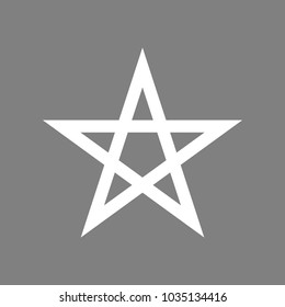 Pentagram icon. Vector. White icon on medium gray background. Isolated.