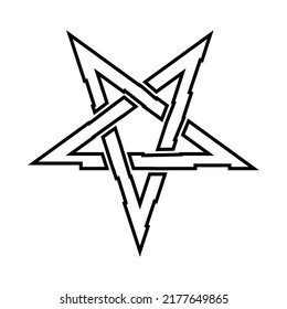 Pentagram. Inverted star. Vector illustration isolated on white background