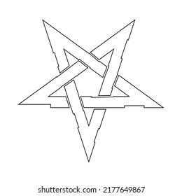 Pentagram. Inverted star. Vector illustration isolated on white background