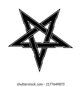 Pentagram. Inverted star. Vector illustration isolated on white background