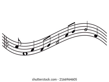 Pentagram with music notes on white background.