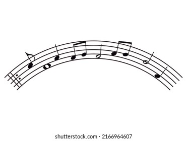 Pentagram con notas musicales sobre fondo blanco.