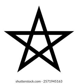 Pentagram Neo paganism sign five pointed star icon black color vector illustration image flat style