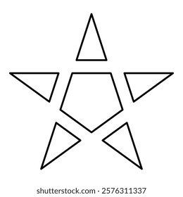 Pentagram Neo paganism sign five pointed star contour outline line icon black color vector illustration image thin flat style