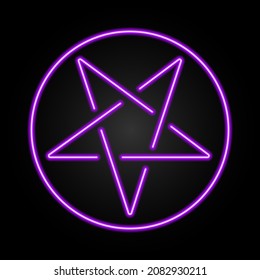 pentagram neon sign, modern glowing banner design, colorful modern design trends. Vector illustration.