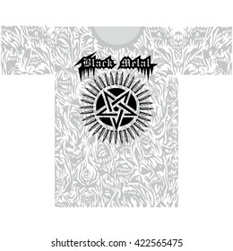 pentagram on skull texture-vintage design t-shirts