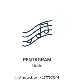 Pentagram outline vector icon. Thin line black pentagram icon, flat vector simple element illustration from editable music concept isolated stroke on white background