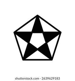 Pentagram. Outlined stroke vector icon with black-filled details.