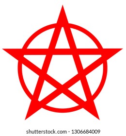 Pentagram or pentalpha or pentangle. dot work ancient pagan symbol of five-pointed star isolated illustration. Black work, flash tattoo or print design.