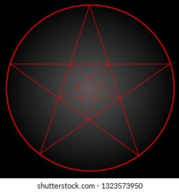 Pentagram or pentalpha or pentangle. dot work ancient pagan symbol of five-pointed star isolated. Black work, flash tattoo or print design.