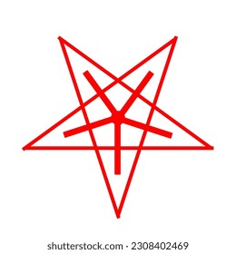 Pentagram or pentalpha or pentangle. dot work ancient pagan symbol of five-pointed star isolated illustration. Black work, flash tattoo or print design 