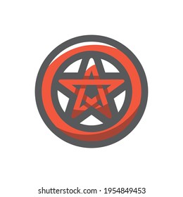 Pentagram Red Star Vector icon Cartoon illustration.