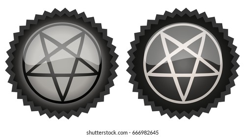 Pentagram Retro Grey Icons, Vector Illustration. 