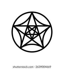 Pentagram rosette. Editable stroke vector icon.